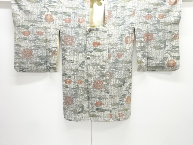 JAPANESE KIMONO / MICHIYUKI COAT / WOVEN ABSTRACT FLOWER 